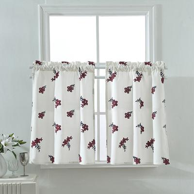 Einfarbiger Blumenmuster-Kurzvorhang für die Küche, Volant, Fenster, Heimdekoration