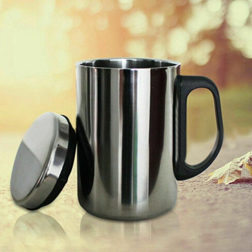 Double Walled Stainless Steel Travel Lid Thermal Water Bottle Tea Cup Vacuum Flask Coffee Mug