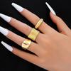 European & American Metal Texture Ring Set: Smooth, Exaggerated Geometric Open Rings for Women