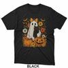 Vintage Halloween Ghost Holding Black Cat Groovy Floral T-Shirt Unisex T-Shirt