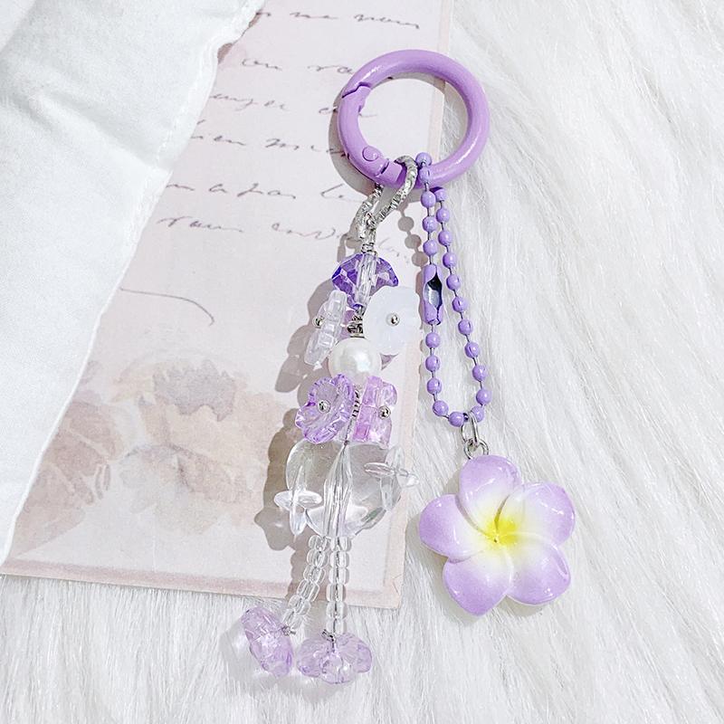 Sweet Colorful Flower Keychain Cute Flower Keyring Pendant Bag Charm Creative Backpack Decoration Accessories Gifts фиолетовый