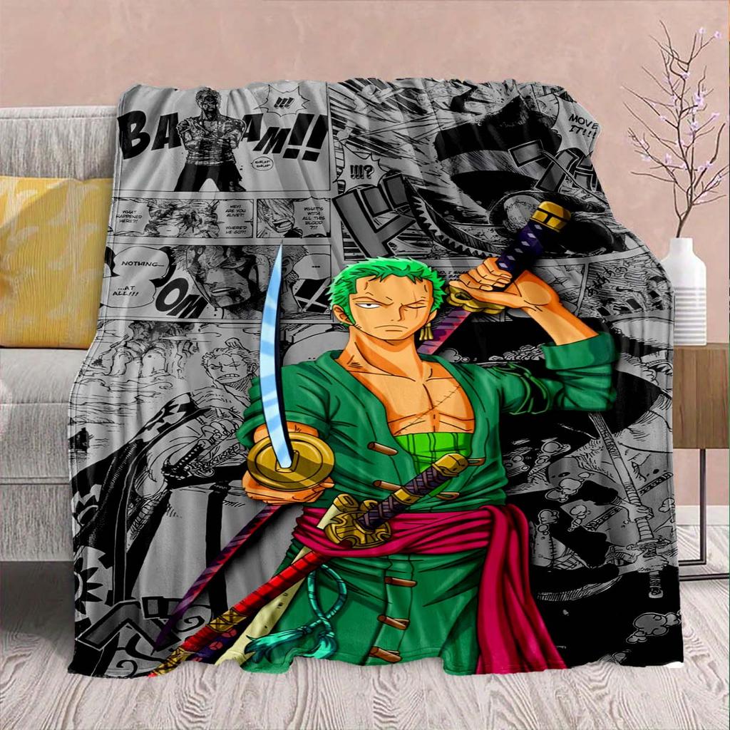 One Piece Anime Flannel Blanket - Soft Warm Perfect for Sofa, Bedding Camping Travel Office Home Decor -QJY