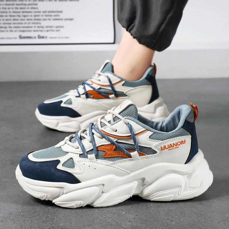 Autumn new student running sports leisure thick-soled heightening little white dad trendy shoes
