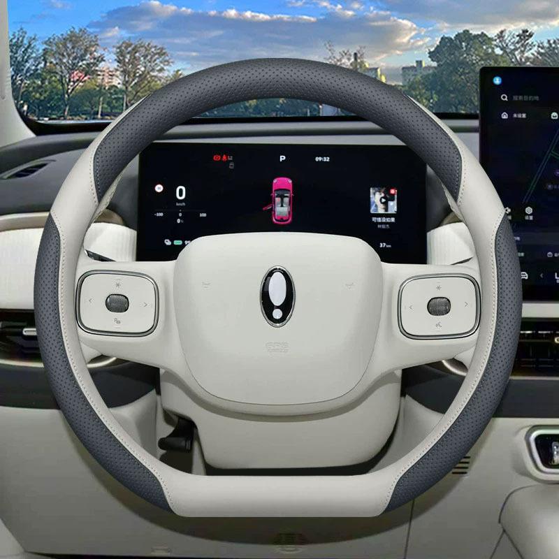 For GWM ORA 5 EV 2025 2026 2027 Leather D-shape Car Steering Wheel Cover Anti Slip Four Season Interior Accessories