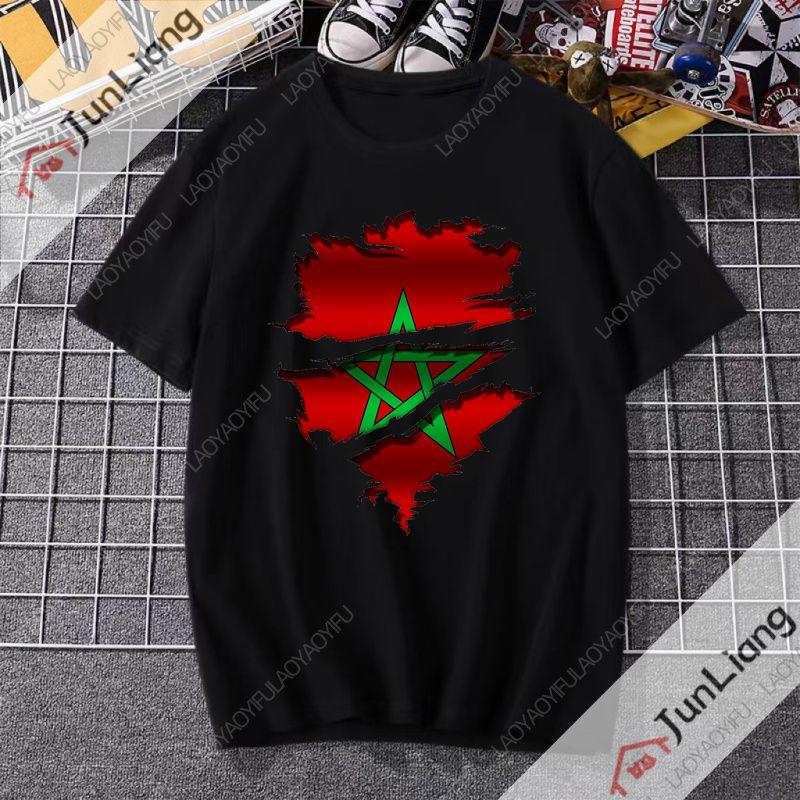 Marokkanisches Flaggenmuster Herren T-Shirt Marokkanisches spirituelles Symbol T-Shirt Herren 2025 Modell atmungsaktives und bequemes Oberteil