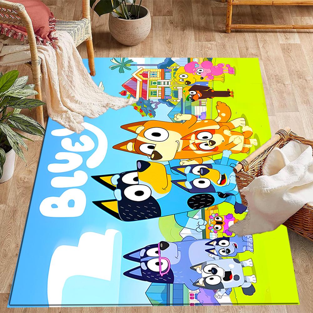 Tappeti Antiscivolo a Tema Amici Colorati di Bluey - Arredamento per la Casa in Poliestere, Adatti per Camere da Letto, Soggiorni, Ingressi, Studi e Decorazioni