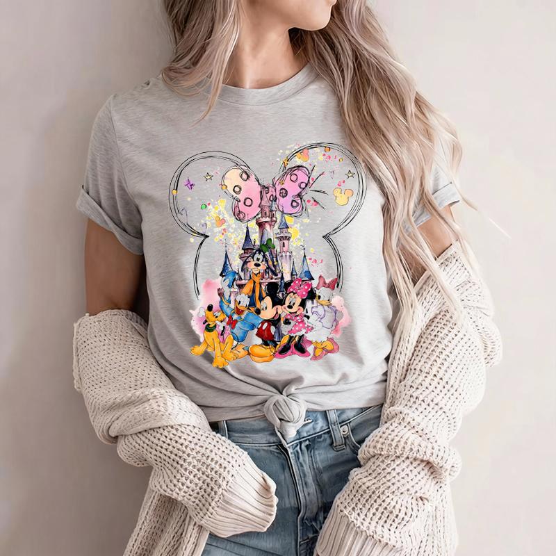 2026 New Mouse Pattern Womens Crew Neck Printed Tshirt Christmas Gift Tshirt