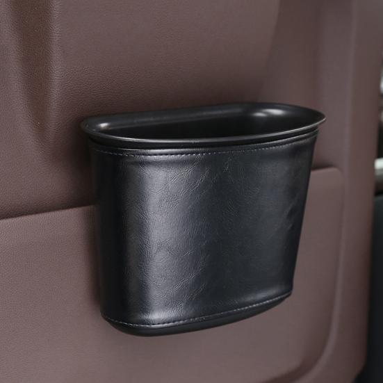 Car Trash Can for Vehicle Faux Leather Hanging Door Storage Bag for Garbage Waterproof Organizer Pouch for Car Interior
