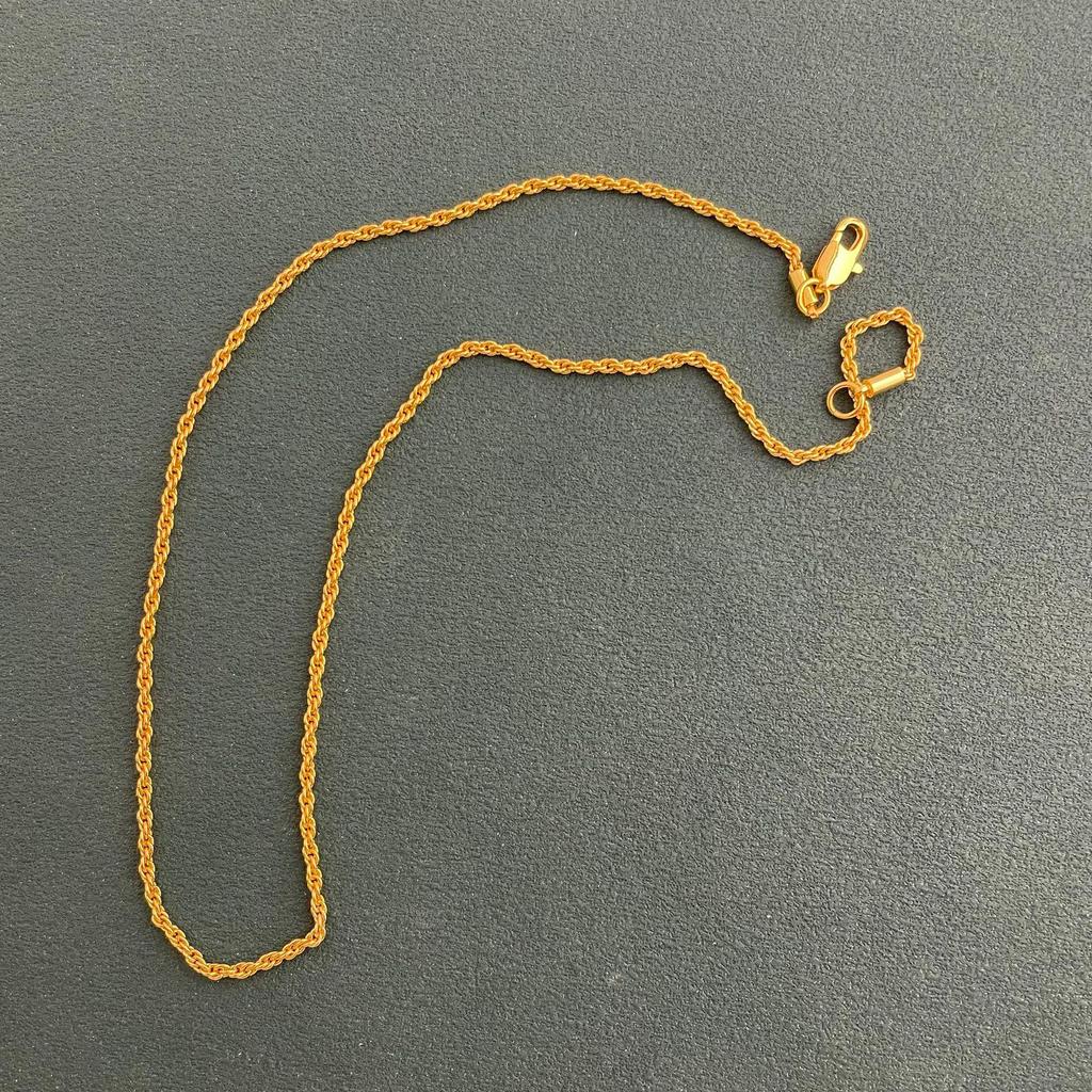 Gold-Plated Twisted Rope Herringbone Necklace, 2MM, Hot Korean Style, 16-30 Inches