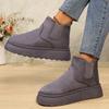 Snow Boots Women's Winter Warm Large Size Cotton Shoes Women's Winter New Solid Color Elastic Band Flat Bottom Short Cotton Boots