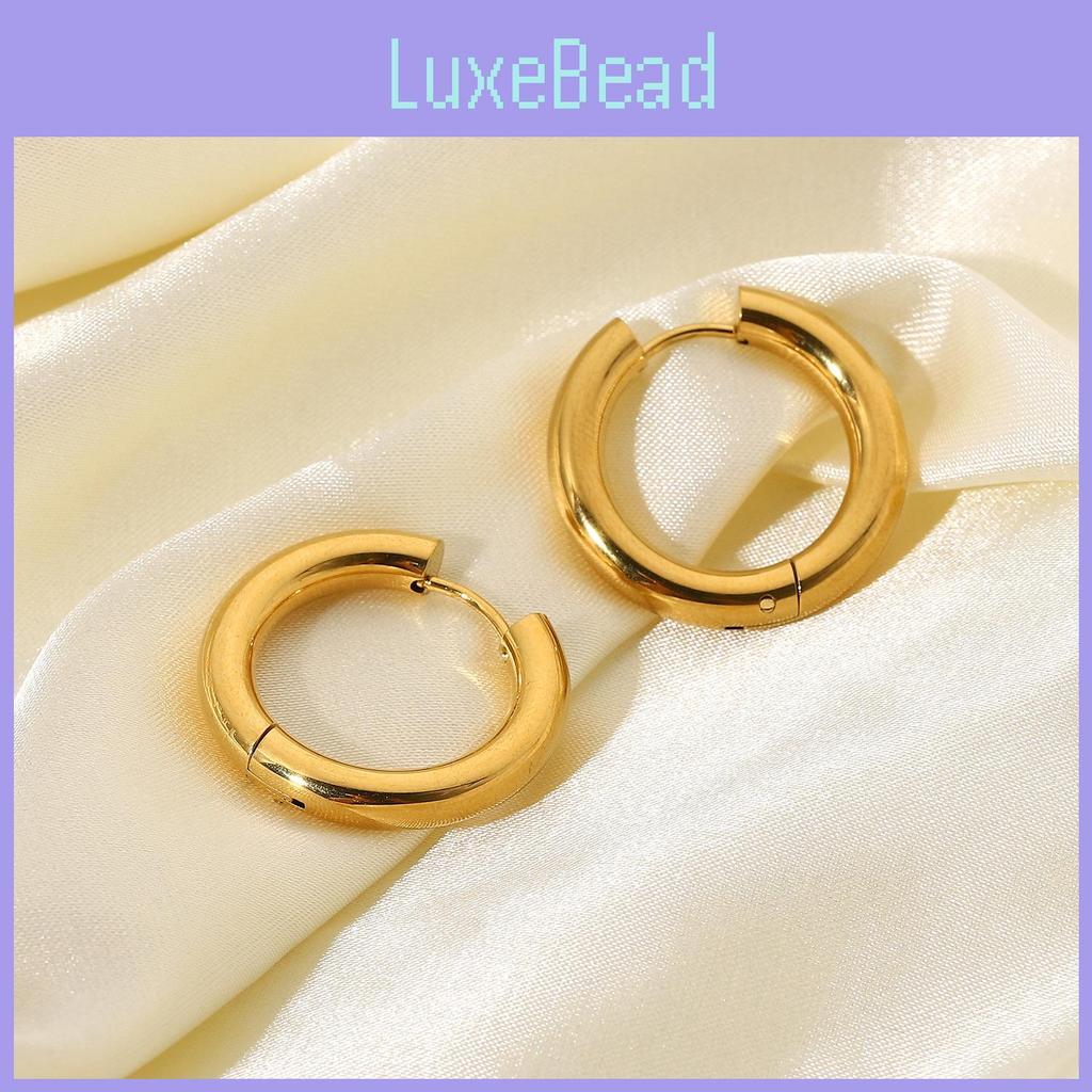 Stylish Double-layer Gold-plated Stainless Steel Solid Hoop Earrings For Women 18k Gold Titanium Steel Circle Earrings