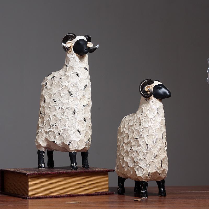 Nordic Sheep Figurines: Cute Home Decorations for Living Room or Gift.