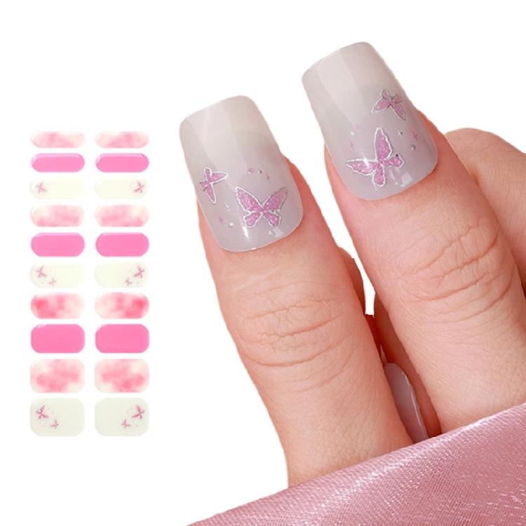 Nails Polish Stickers Semi Cured Gels Nail Strips Light Required Gels Wraps