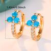 Trendy Crystal Water Blue Zircon Flower Stone Hoop Earrings For Women Vintage Gold Color Wedding
