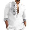 DEELMO Men's Cotton Blend Mandarin Collar Regular Fit Full Sleeve Casual Short Kurta, White, L
