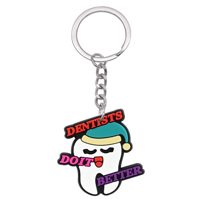 10 Pcs Dental Tooth Shape Model Simulation Keychain  Keyring Cartoon Lovely Girls Kids Gift Pendant Teeth Key Chain