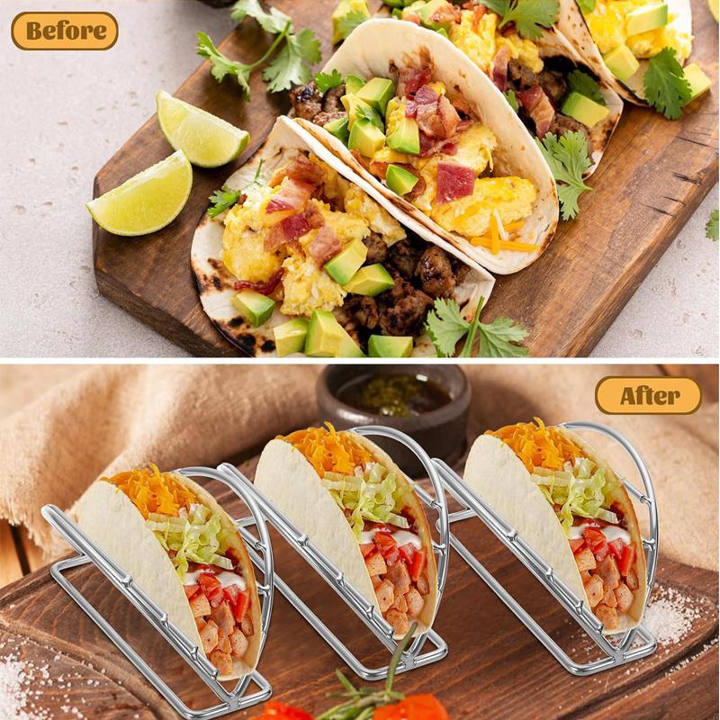 Edelstahl Taco-Halter Ständer Mexikanisches Restaurant Pfannkuchenständer Essensständer Burritos Tortillas Halter Taco Ständer Küchenhelfer