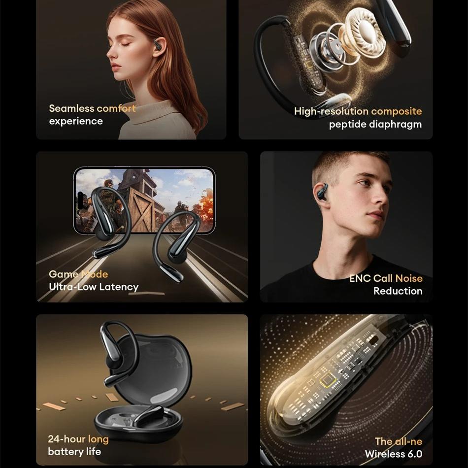 Original Lenovo Original AC103 Bluetooth 6.0 Wireless Earbuds Low Latency Gaming Earphones Noise Cancelling Stereo Sport Headset with Mic New