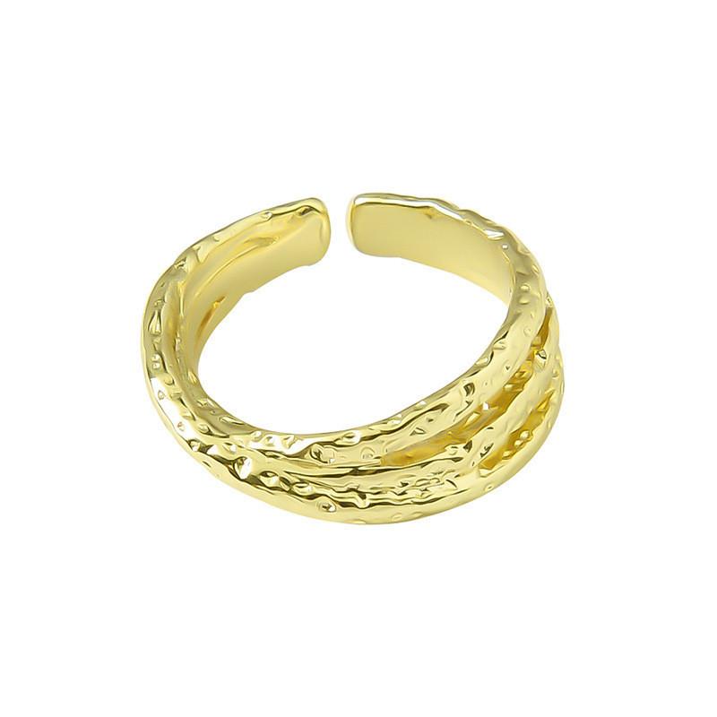 Trendy Delicate And Open Adjustable Ring With Vintage Meteorite Texture Perfect For Fashion Forward Women