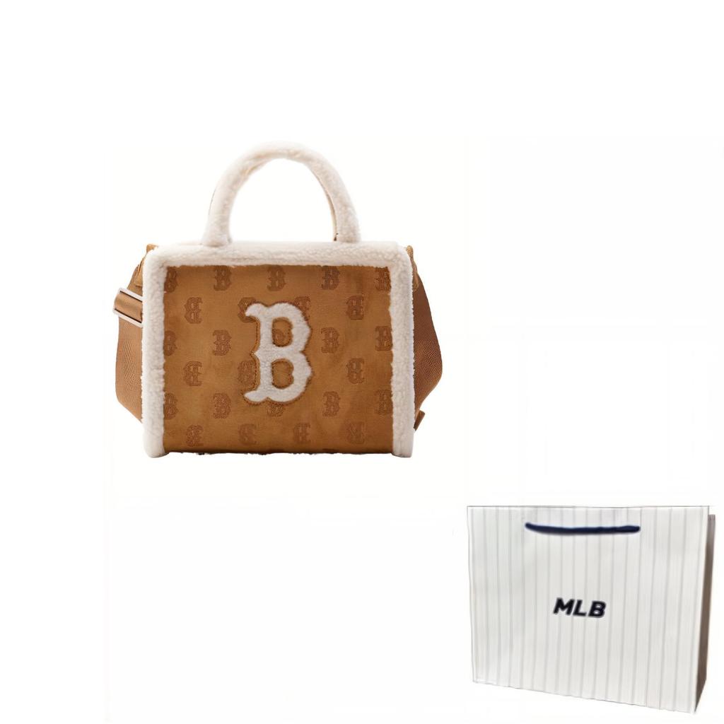 MLB Borsa Tote in Finta Pelliccia Sherpa, Borsa della Spesa, Borsa a Mano Regular Unisex Cammello Casual