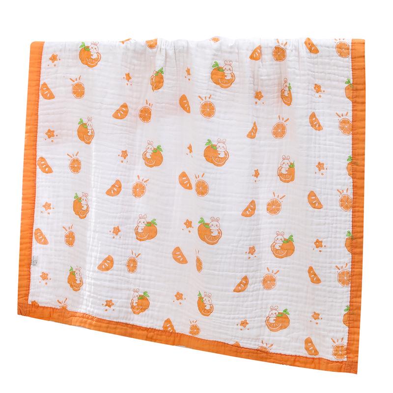 High-Density Cotton Newborn Bath Towel - Six-Layer Gauze, Printed Design, for Infants & Kids