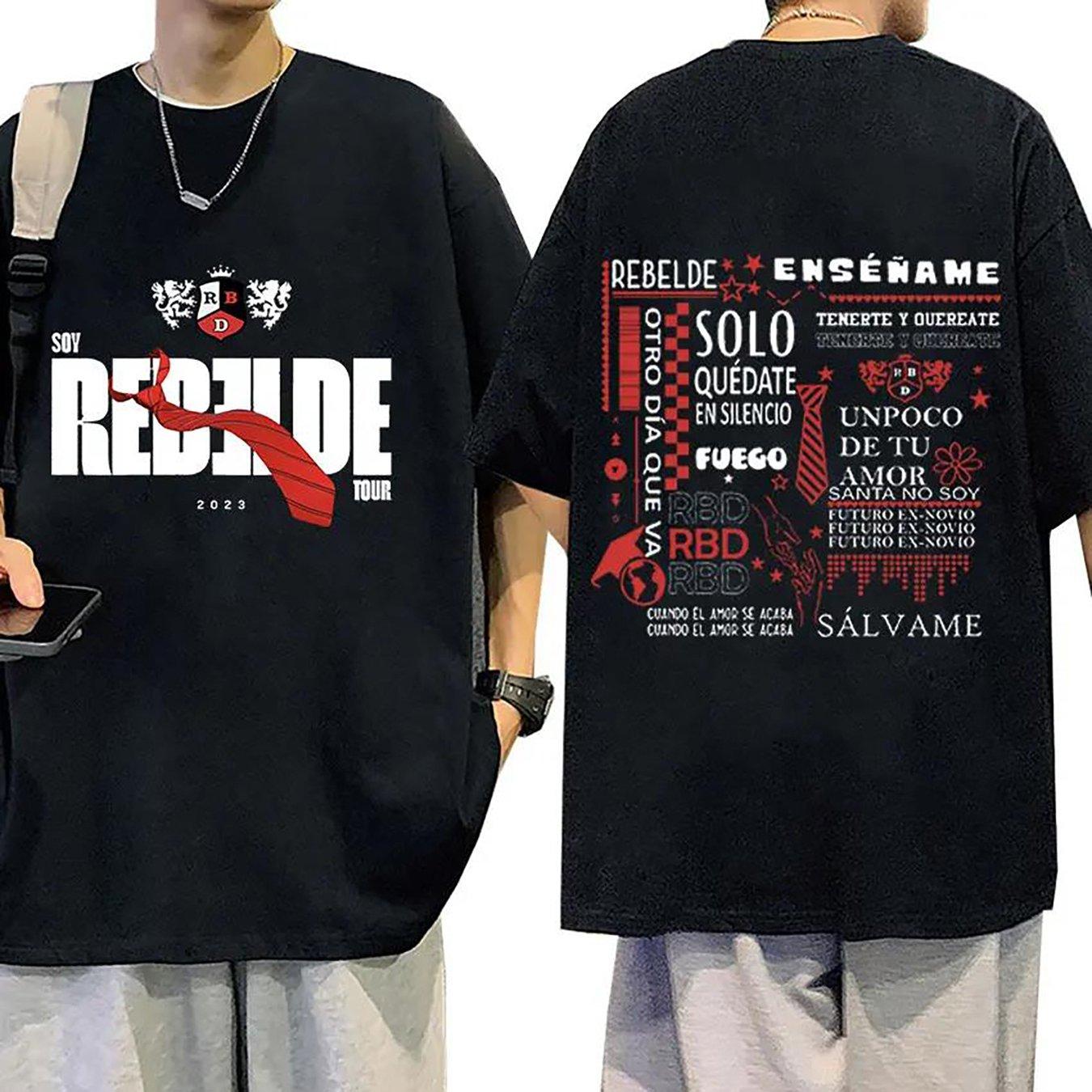 

220G Хлопковая футболка с графикой Rebelde RBD Tour Concert с короткими рукавами, мужская/женская, хип-хоп, хлопковая футболка оверсайз 4XL