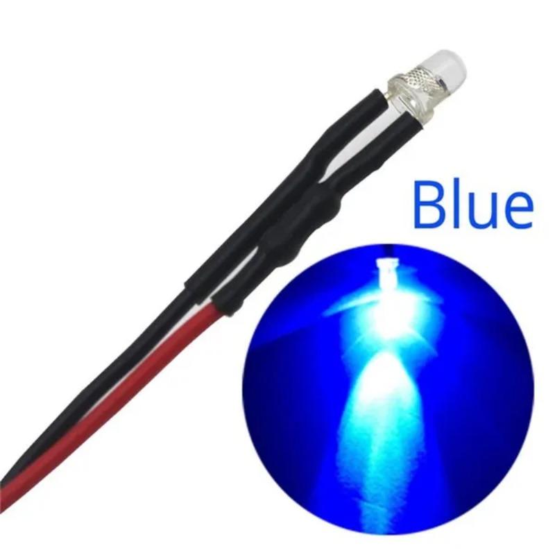 10Pcs 5mm 20cm Pre Wired LED Round Light Lamp Bulb Chip Beads Cable DC 12V Emitting Diodes