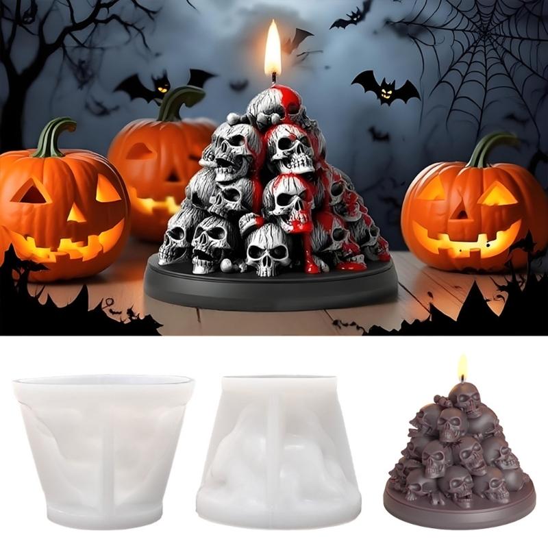 Skull/Pumpkin Shape Silicone Baking Mold Candle Moulds for Chocolate Crafts Halloween Party Supplies Dishwasher Safe