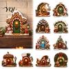 Small Fairy Garden Accessories Christmas Miniature Door, Tiny Wood Decorative Dollhouse Accessory, Themed Mini Gnome Door for Home Wall Decor Holiday