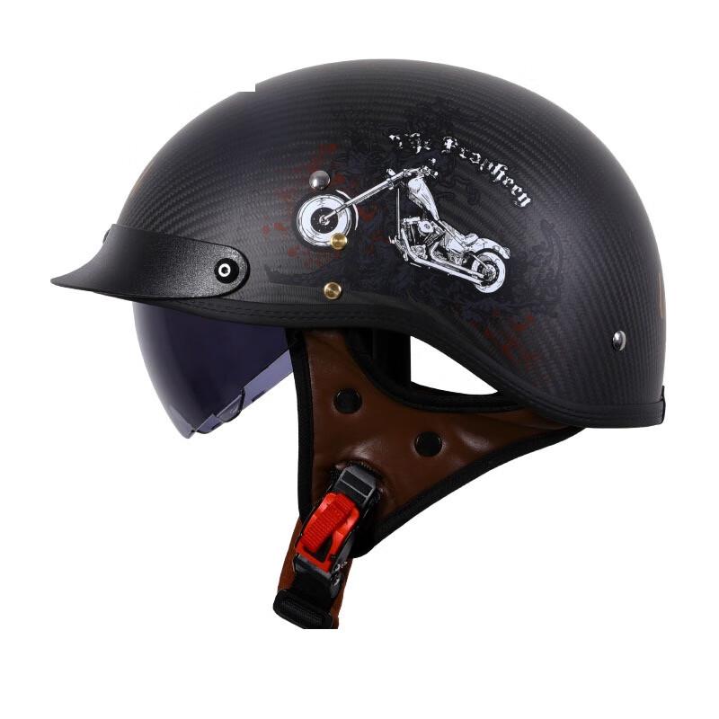 Miling Retro Carbon Fiber Motorcycle Half Helmet