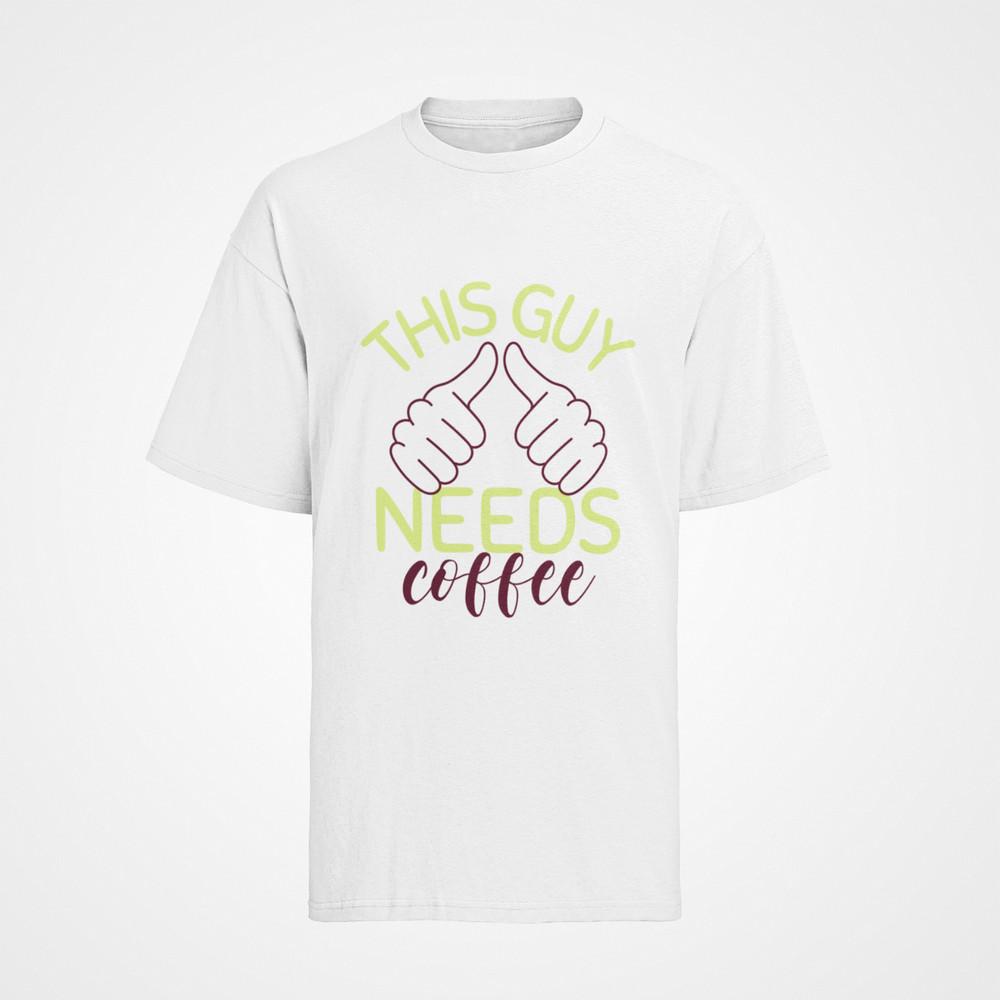 Herren-T-Shirt Aus Bio-Baumwolle Humorvollen Spruch This Guy Needs Coffee