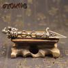 Antikes reines Kupfer Buddha-Instrument Ba Jin Just Vajra-Mörser Feng Shui Ornament Heimdekoration Messing Schreibtischdekor Retro Handwerk
