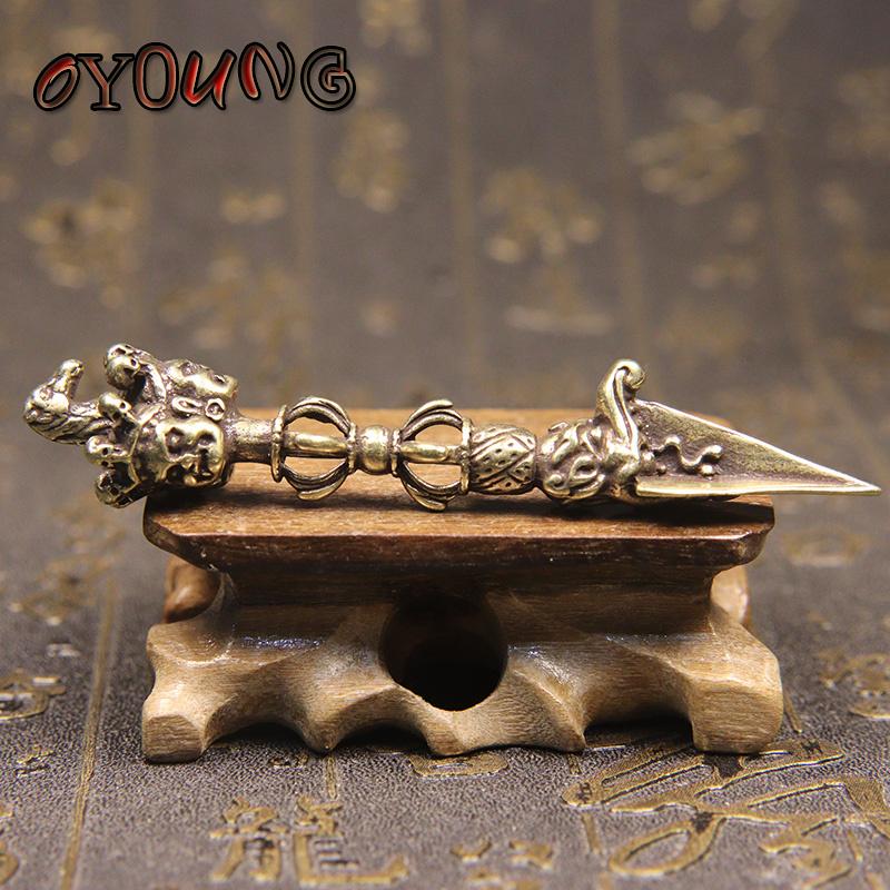 Antikes reines Kupfer Buddha-Instrument Ba Jin Just Vajra-Mörser Feng Shui Ornament Heimdekoration Messing Schreibtischdekor Retro Handwerk