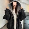 Unisex American Style Shearling Lined Snow Leopard Winter Jacket with Hood