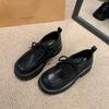  Fat mm platform small leather shoes women's new retro laceup college style large size women's shoes