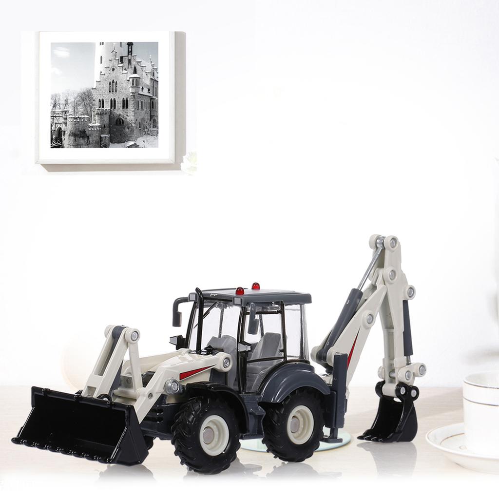 Alloy Diecast Excavator 1:50 4 Wheel Shovel Loader Two-way Forklift   Backhoe Loader Truck Model For Kids Gift Toys