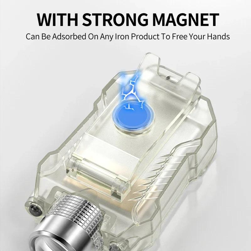 KDULIT Multifunctional Sensor LED Flashlight USB Rechargeable EDC Torch Work Light with Back Magnet Light Fishing Work Lantern