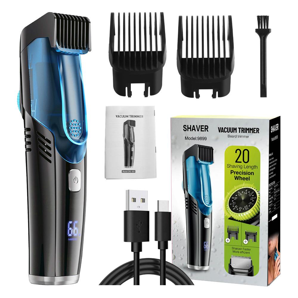 Vacuum Body Trimmer for Men, Adjustable Length with 2 Comb (1-20mm), Electric Vacuum Trimmer for Beard, Mustache, Stubble