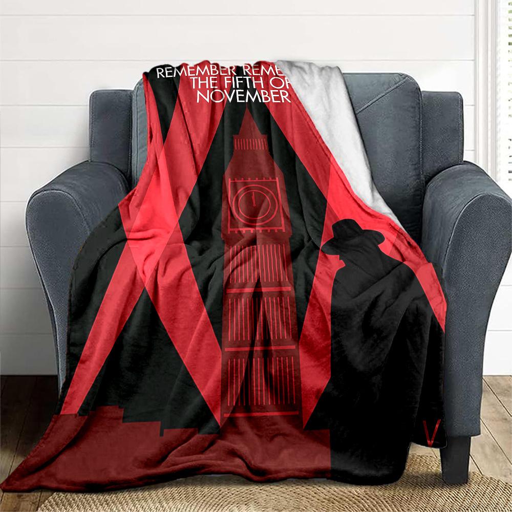 1pc V for Vendetta Flannel Throw Blanket - HD Printed Lightweight Soft Warm All-Season Blanket for Sofa, Bed, Travel, Camping 105
