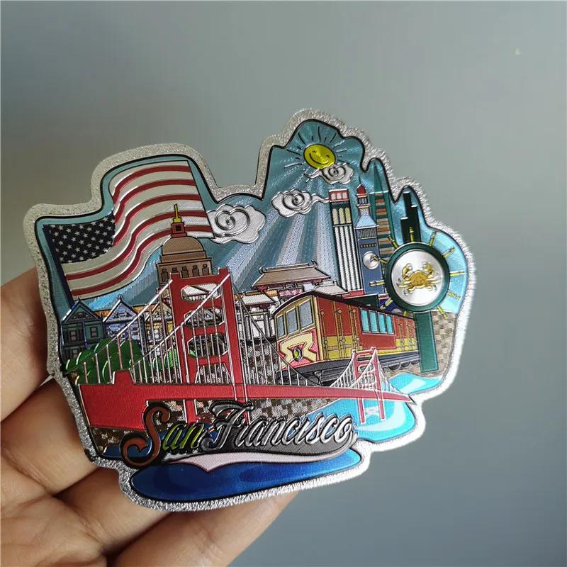 San Francisco Los Angeles Travel Souvenir Fridge Sticker Europe America Fridge Decor World Travel Souvenir Foil Paper Home Decor