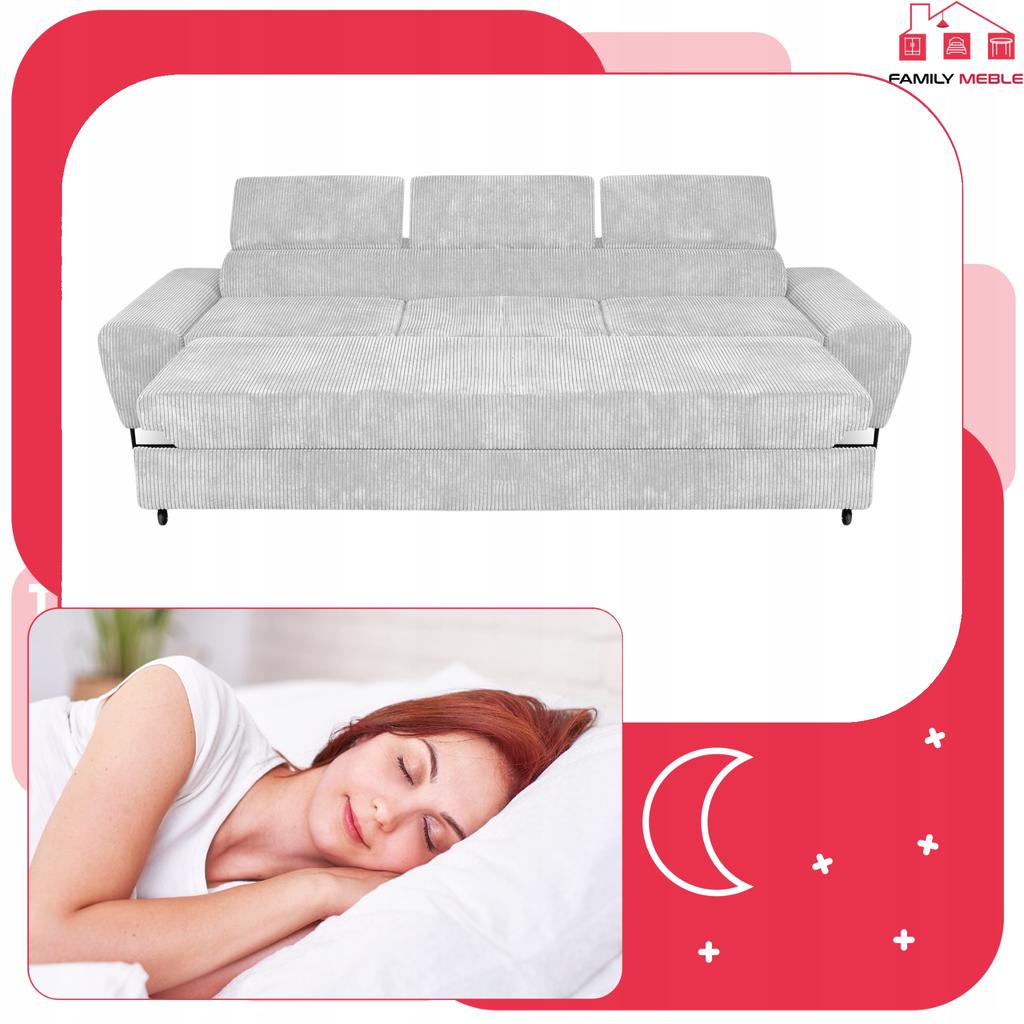 Sofa 3 Seater Sofa Bed with Sofa Bed. Savio Family Sleep Furniture J Gray Corduroy