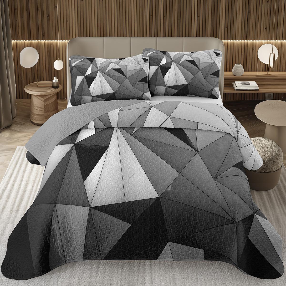 

Rainbow Bedspread Quen Colorful Abstract Geometric Patern Beding Set Triangles Polygon Coverlet Reversible Quilted Bed Cover 100*200cm Single