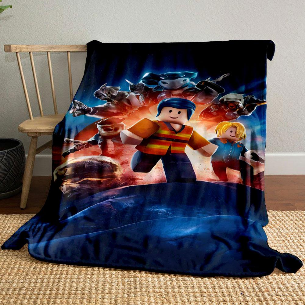 "Epic Space Adventure with Block Characters" Patterned blanket, flannel, suitable for all seasons, home decor, warm and cozy