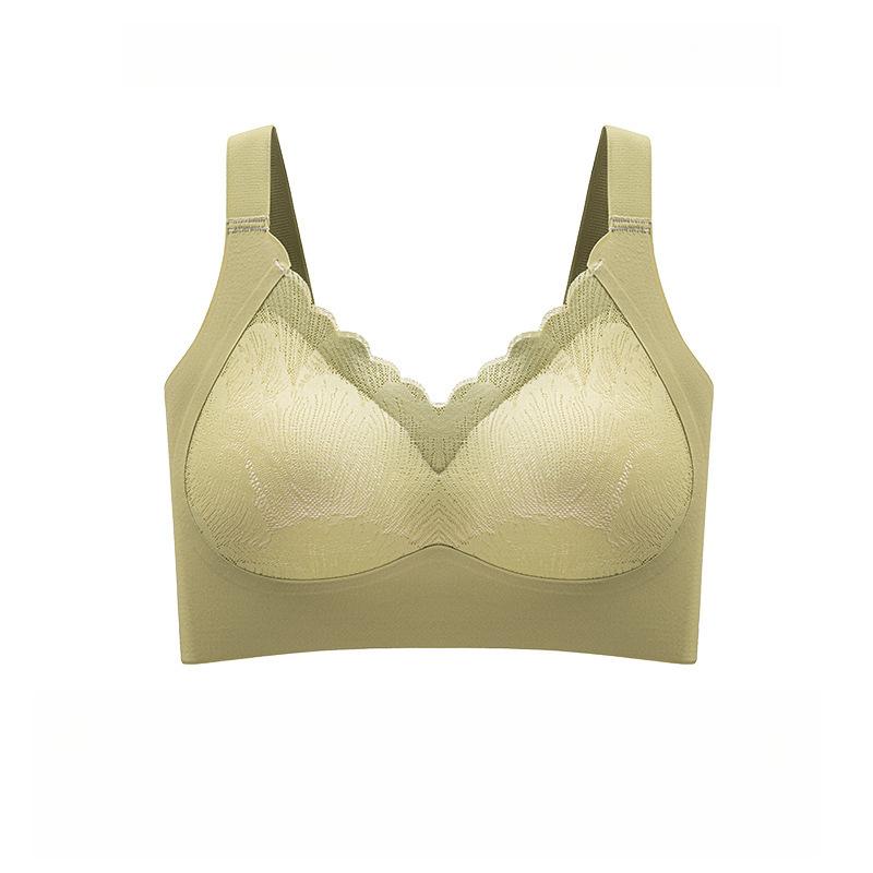 

Plus-size Lingerie for Women Thin Vest Bra No Underwire Gathering Bra and Bra with Retracted Accessory Breasts Push Up Bra M зелений