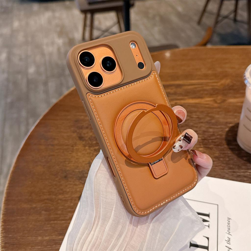 Applicable To Apple iPhone17 Promax Mobile Phone Case Bulging Leather Bracket iPhone17 Matte 16 Protective Case