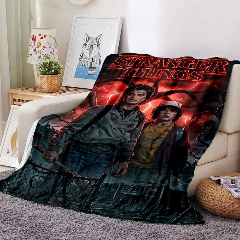 1pc Stranger Things Shadows Tomorrow Flannel Blanket,Ultra Soft Warm Plush Throw for Home Bedroom Bed Sofa Cover Camping Picnic Gift Y72432