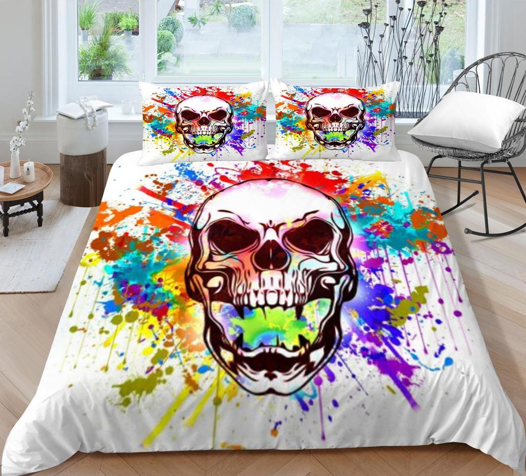 Luxury Quilt Cover Woman Man Use 3D Skull Style Bed Sets Microfiber Double Queen King Size Covers Set Home Textiles
