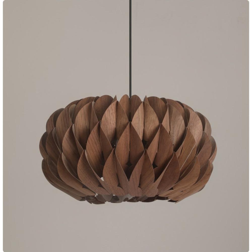40CM Nordic Modern Style Pendant Light Ball Shade Wooden Pendant Lamp for Dining Living Room Indoor Home Decor E27 LED Lamp