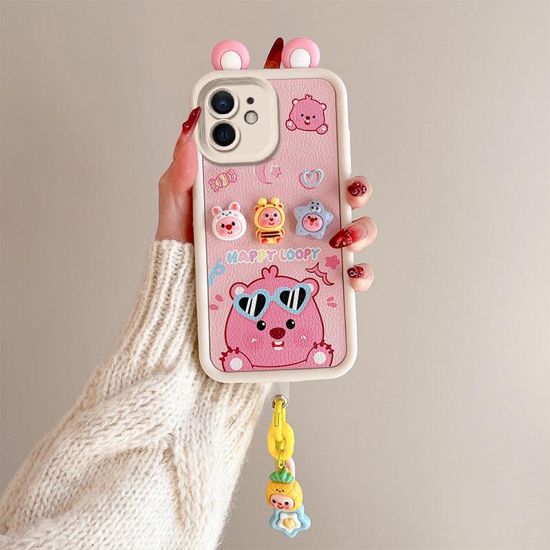 KEYSION Cute Ear 3D Cartoon Case for iPhone 11 with Bracelet Soft Silicone Shockproof Phone Back Cover for iPhone 11