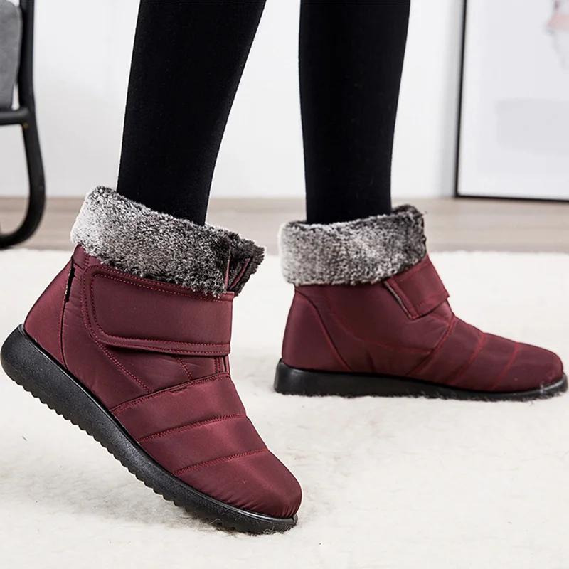 Damenstiefel Pelz Warme Stiefeletten für Schnee Wasserdicht Botas Mujer Winterstiefel Trend Bottines Damen Winterschuhe Frauen